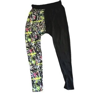 Urban Groove  Dance  Pants Black  Neon Graffiti Print Size Large